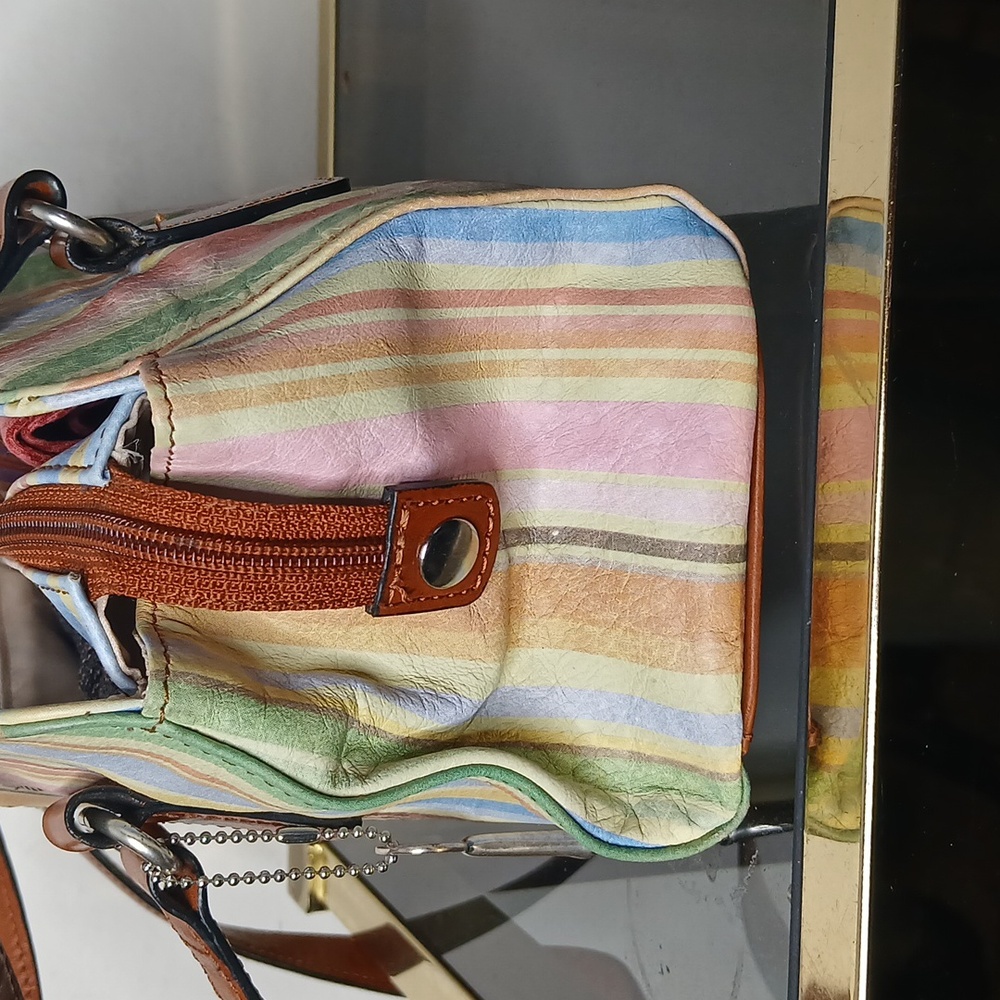 Fossil Multi Color Striped Hand Bag Y2k - image 4